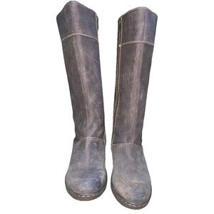 BORN Women's Brown Suede Brandenburg Tall Boots Stretch Panel Wedge SIZE 8.5